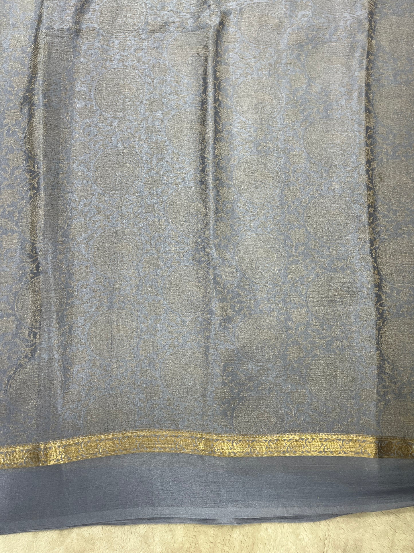 Pure Crepe Mysore Silk Saree in crush brocade - 1145309