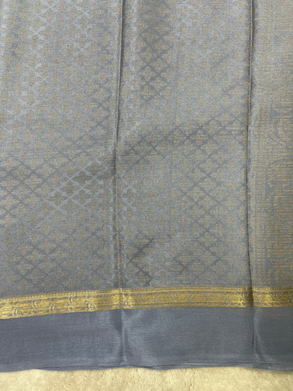 Pure Crepe Mysore Silk Saree in crush brocade - 1145309