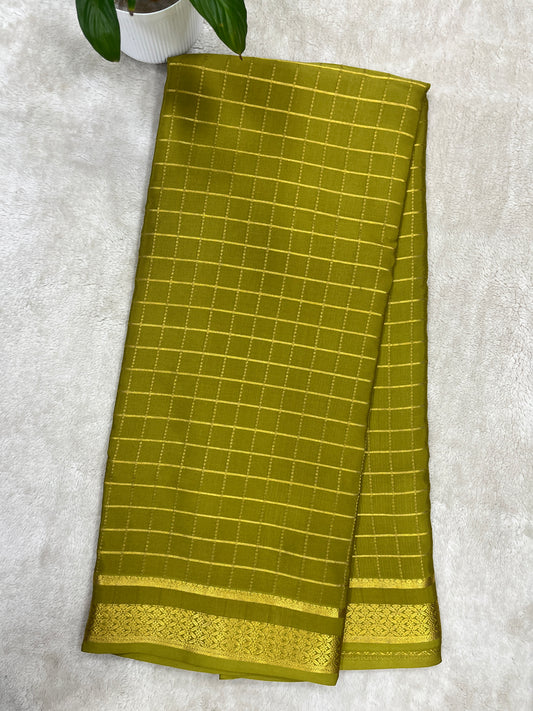 Pure Crepe Mysore Silk Saree-Checks Cont-16271507