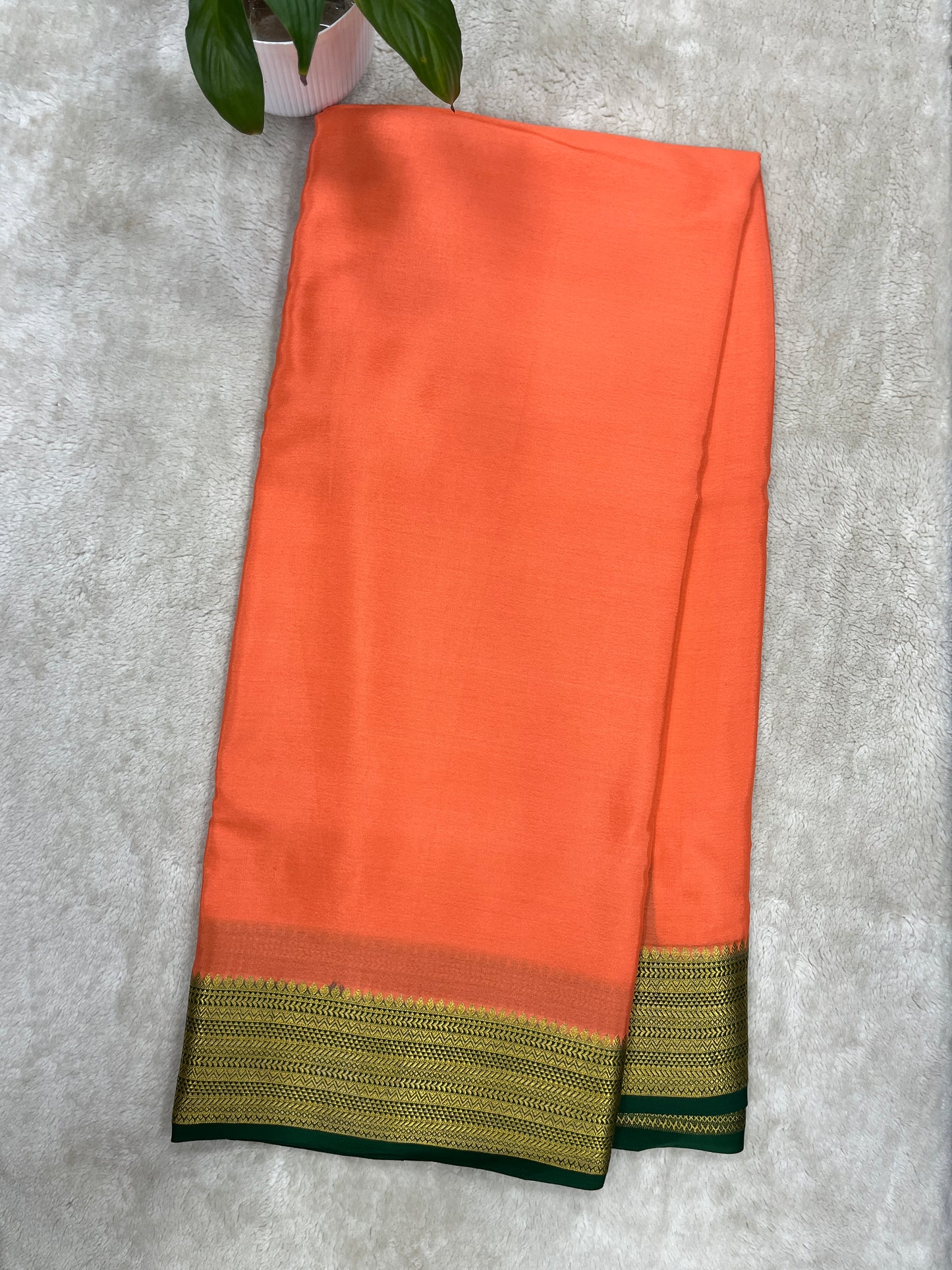 Pure Crepe Mysore Silk Saree in contrast border - 16271501