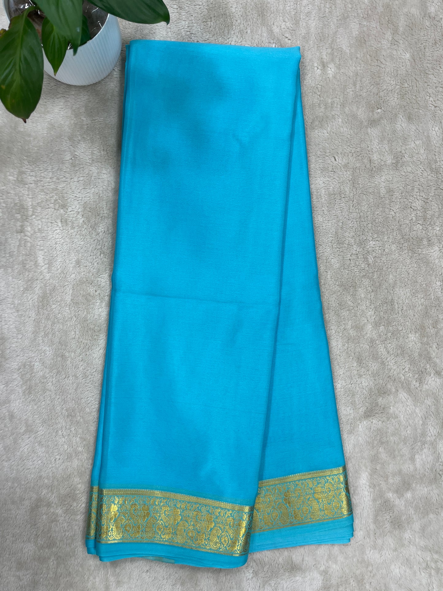 Pure Crepe Mysore Silk Saree gatti border 1610082