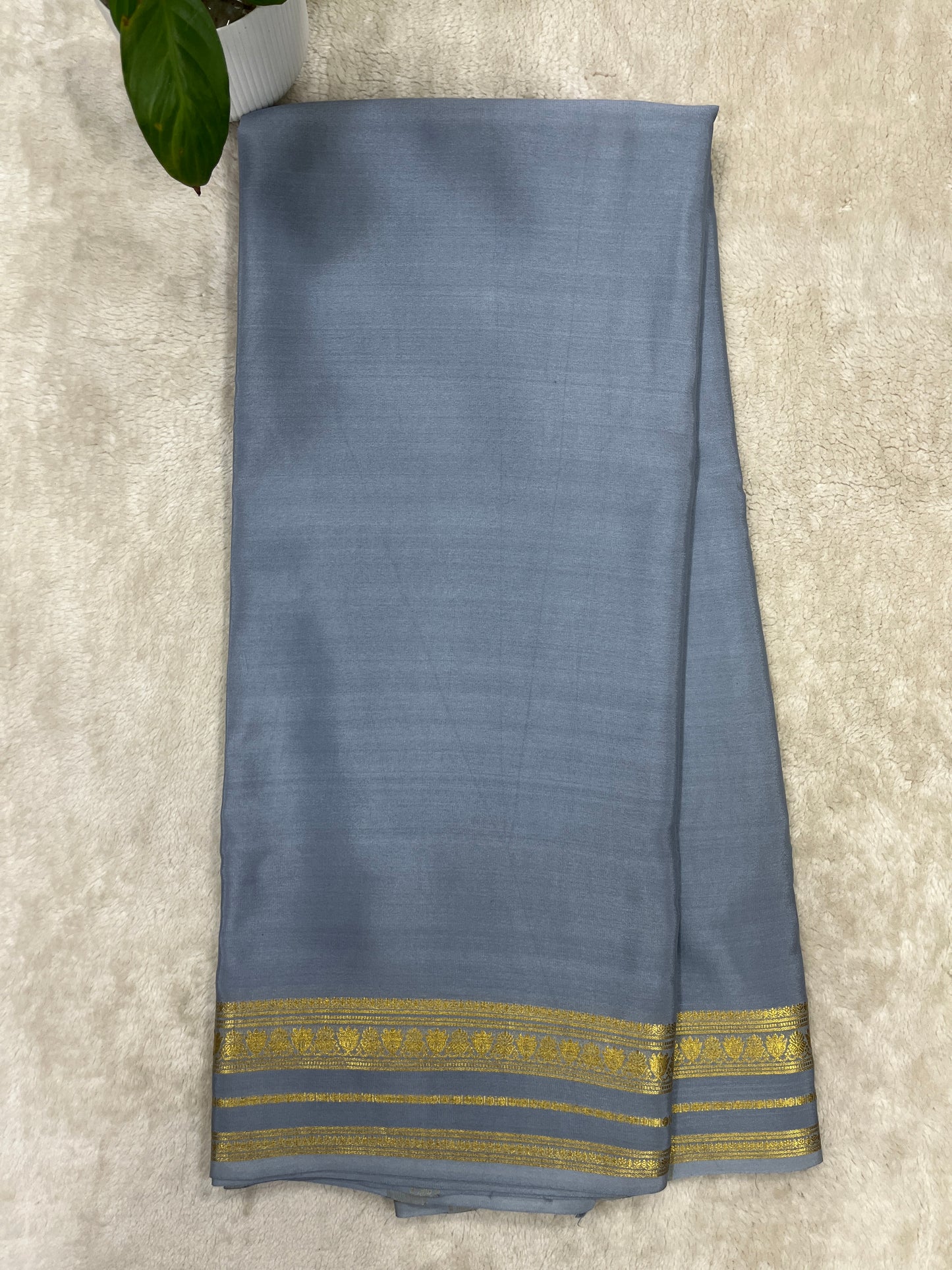 Pure Crepe Mysore Silk Saree gatti border 1610271