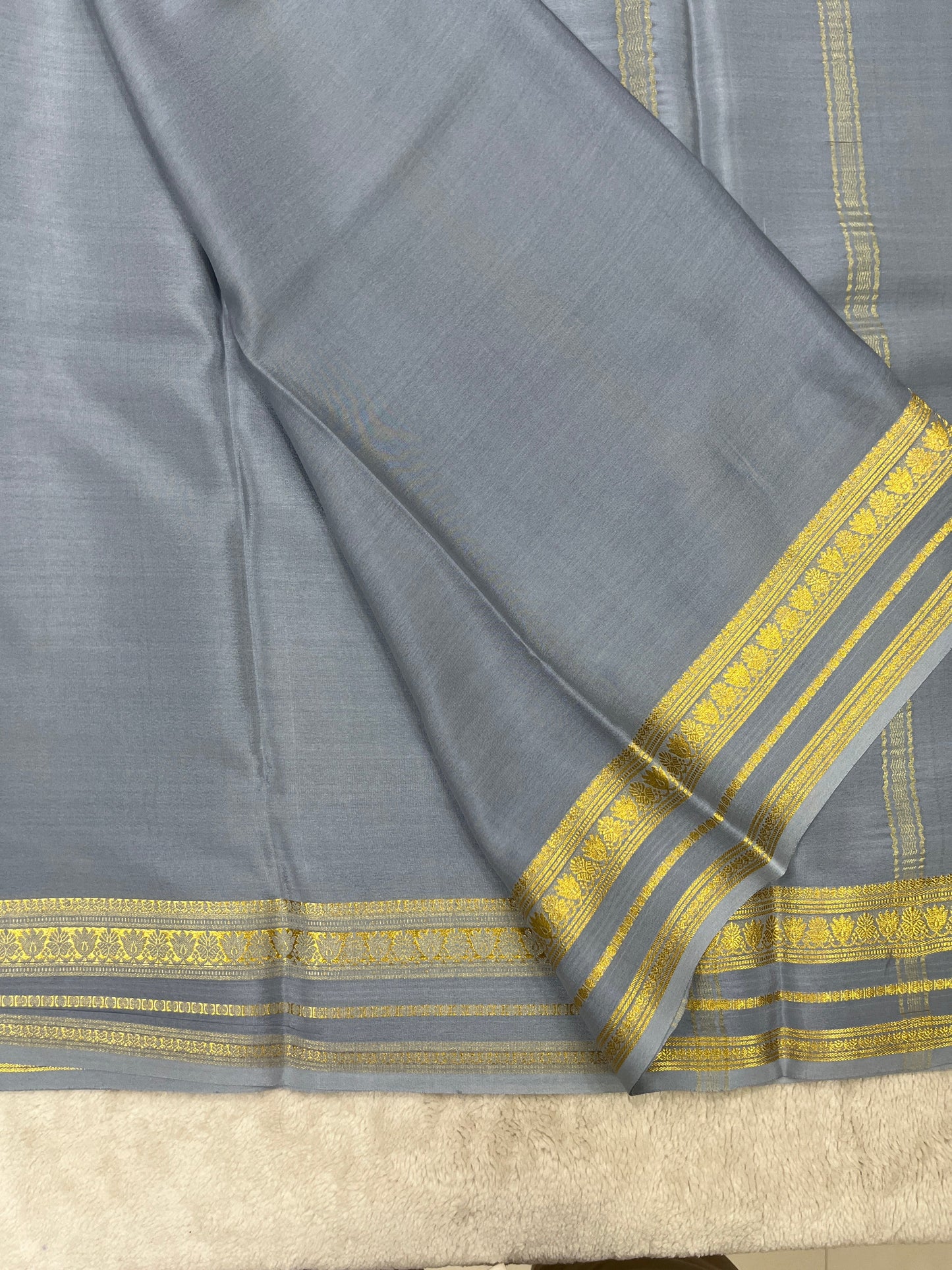 Pure Crepe Mysore Silk Saree gatti border 1610271