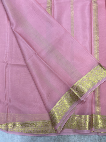 Pure Crepe Mysore silk saree -Gatti Border -1610061
