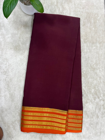 Pure Crepe Mysore Silk Saree in contrast border - 1146005