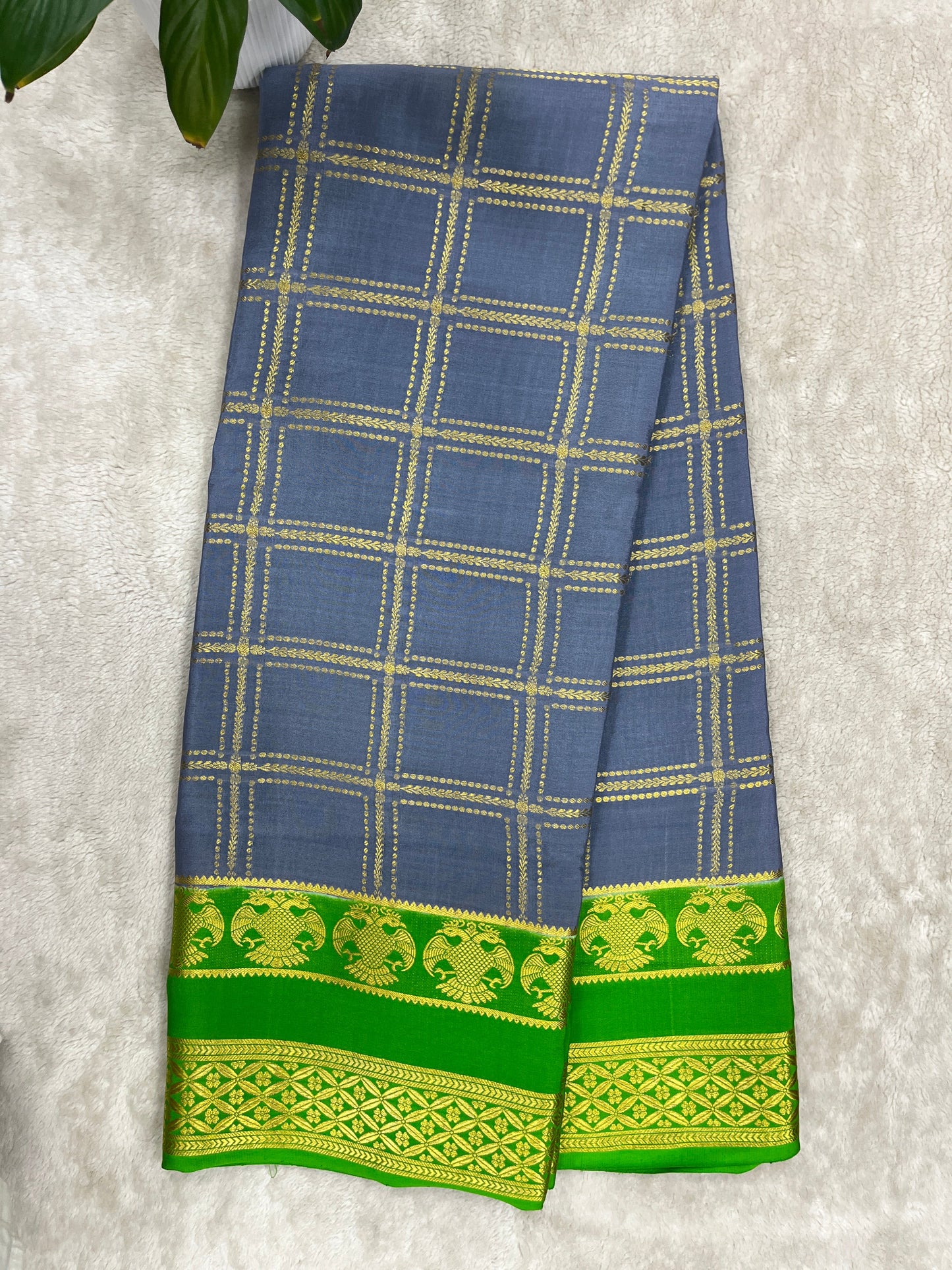 Pure Mysore silk-Heavy checks Gandaberunda-1150272