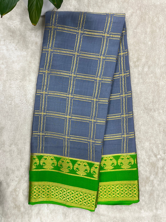 Pure Mysore silk-Heavy checks Gandaberunda-1150272