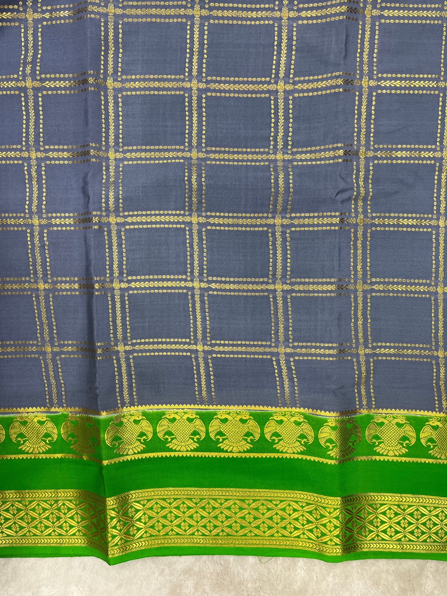 Pure Mysore silk-Heavy checks Gandaberunda-1150272