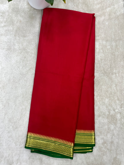 pure crepe mysore silk saree - pippin border - 1610071