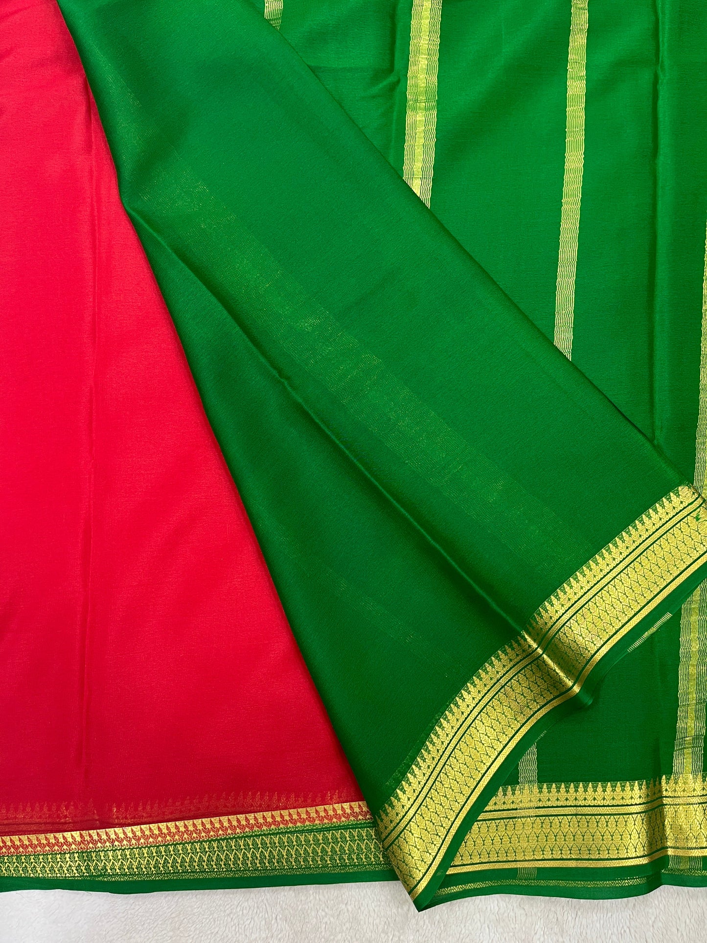 pure crepe mysore silk saree - pippin border - 1610071