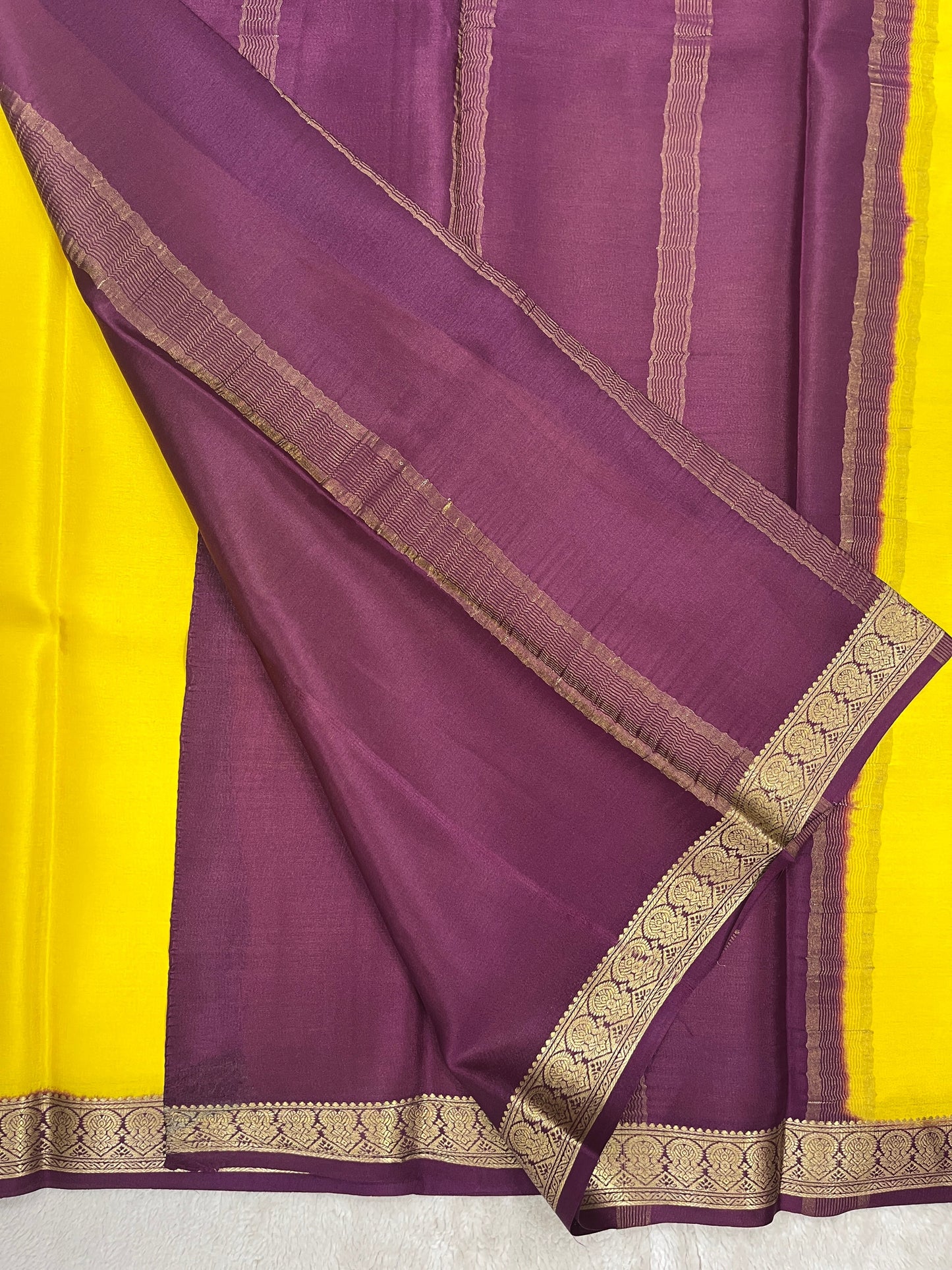 Pure Crepe Mysore Silk Saree in piping border - 1146006