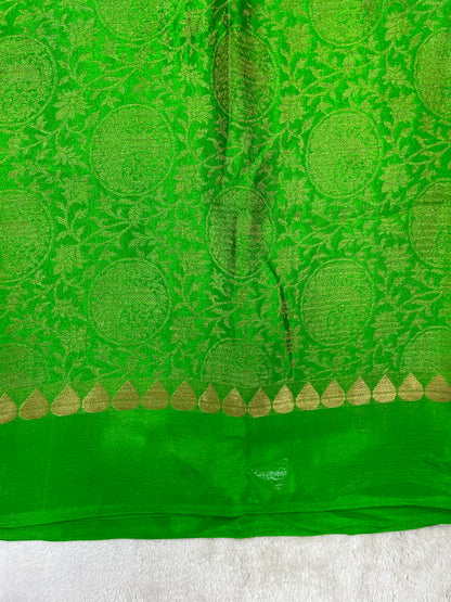 Pure Crepe Mysore Silk Saree in crush brocade - 1145309