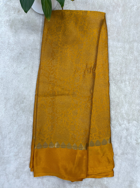 Pure Crepe Mysore Silk Saree in crush brocade - 1145309