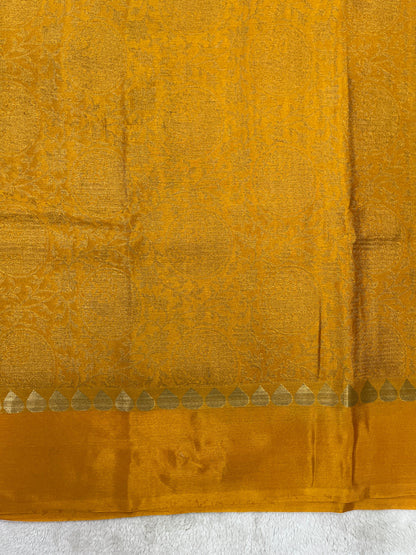 Pure Crepe Mysore Silk Saree in crush brocade - 1145309
