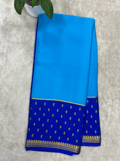 Pure Crepe Mysore Silk Saree in Butta contrast - 16271504
