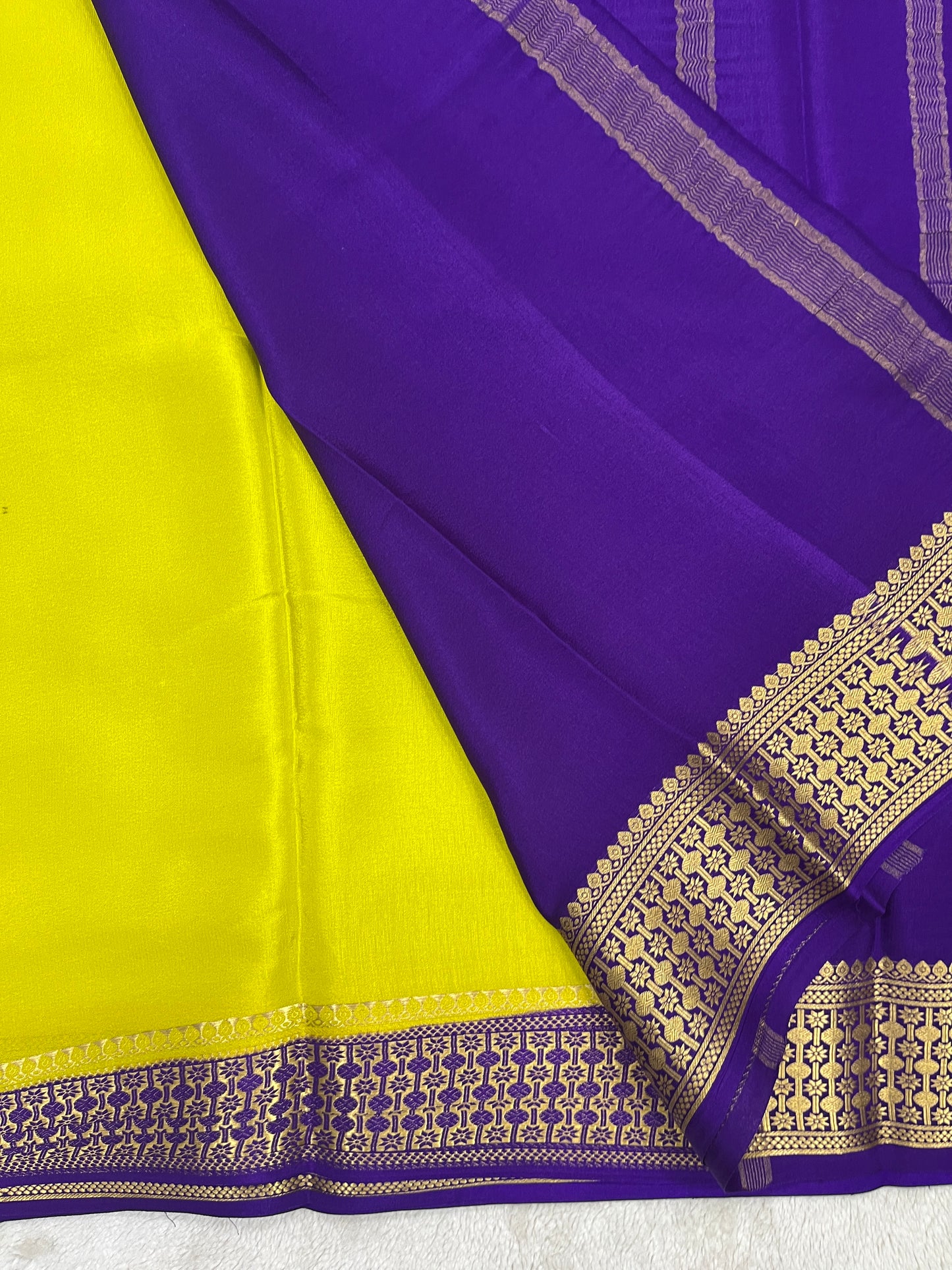 Pure Crepe Mysore Silk Saree in Rudraksh border - 1146004