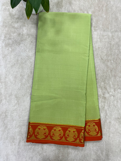 Pure Crepe Mysore Silk Saree in Mango border - 1146003