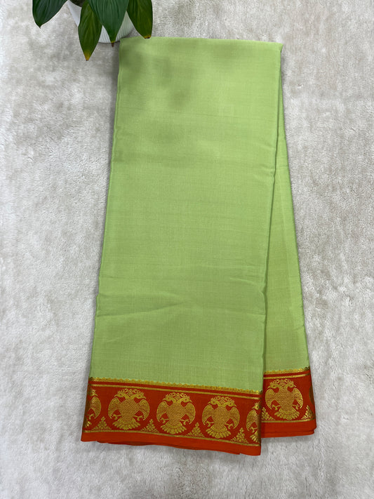 Pure Crepe Mysore Silk Saree in Mango border - 1146003