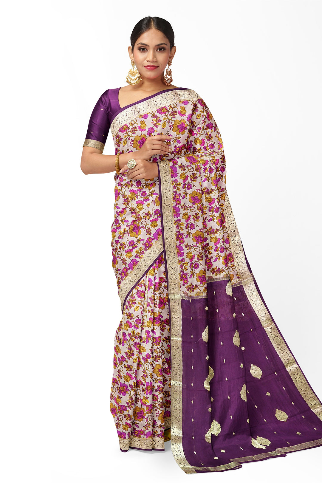 Kalamkari Print Pure Mysore Crepe Silk Saree | SILK MARK CERTIFIED