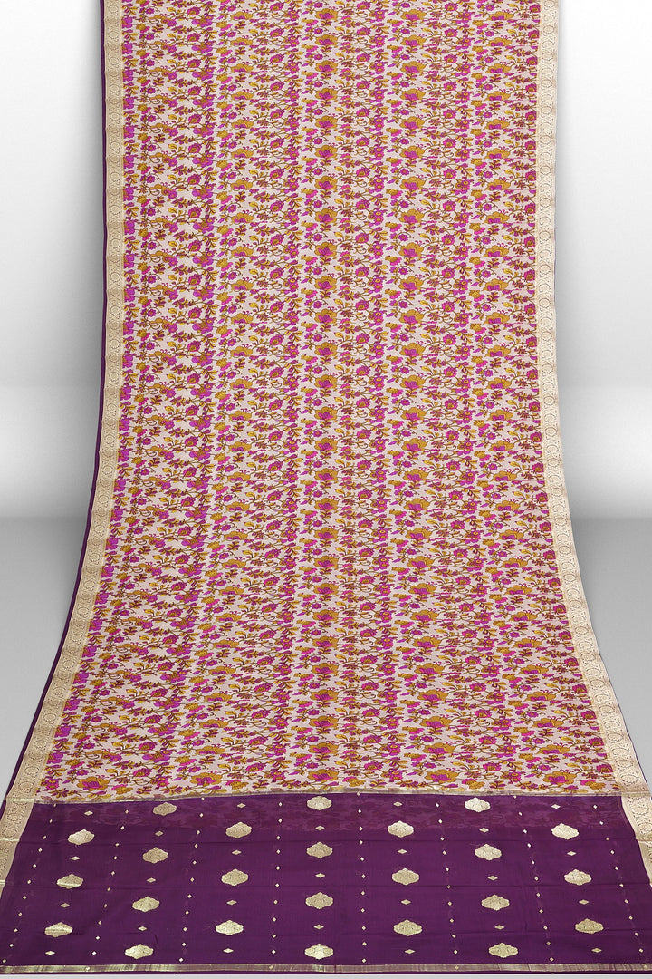 Kalamkari Print Pure Mysore Crepe Silk Saree | SILK MARK CERTIFIED