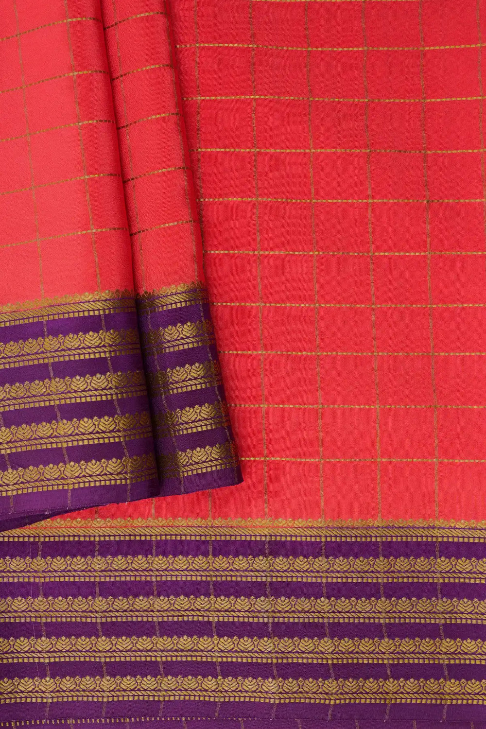 Latest design Mysore silk saree with purple gold striped border