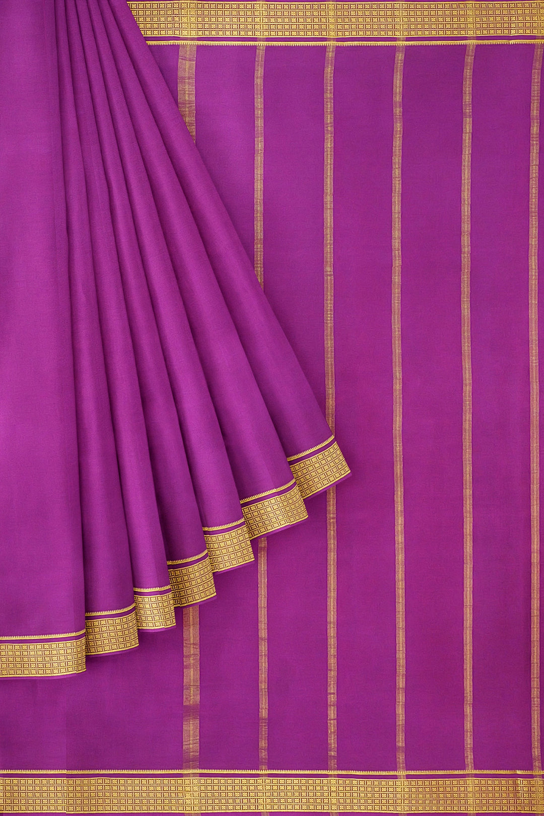 Purple Pure Mysore Crepe Silk Saree | SILK MARK CERTIFIED
