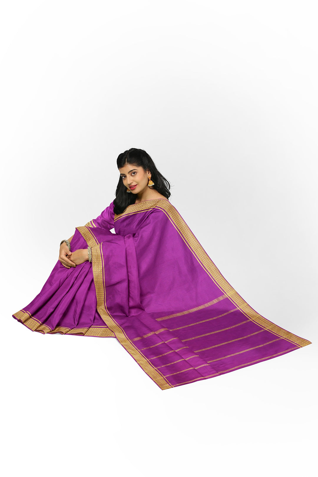 Purple Pure Mysore Crepe Silk Saree | SILK MARK CERTIFIED