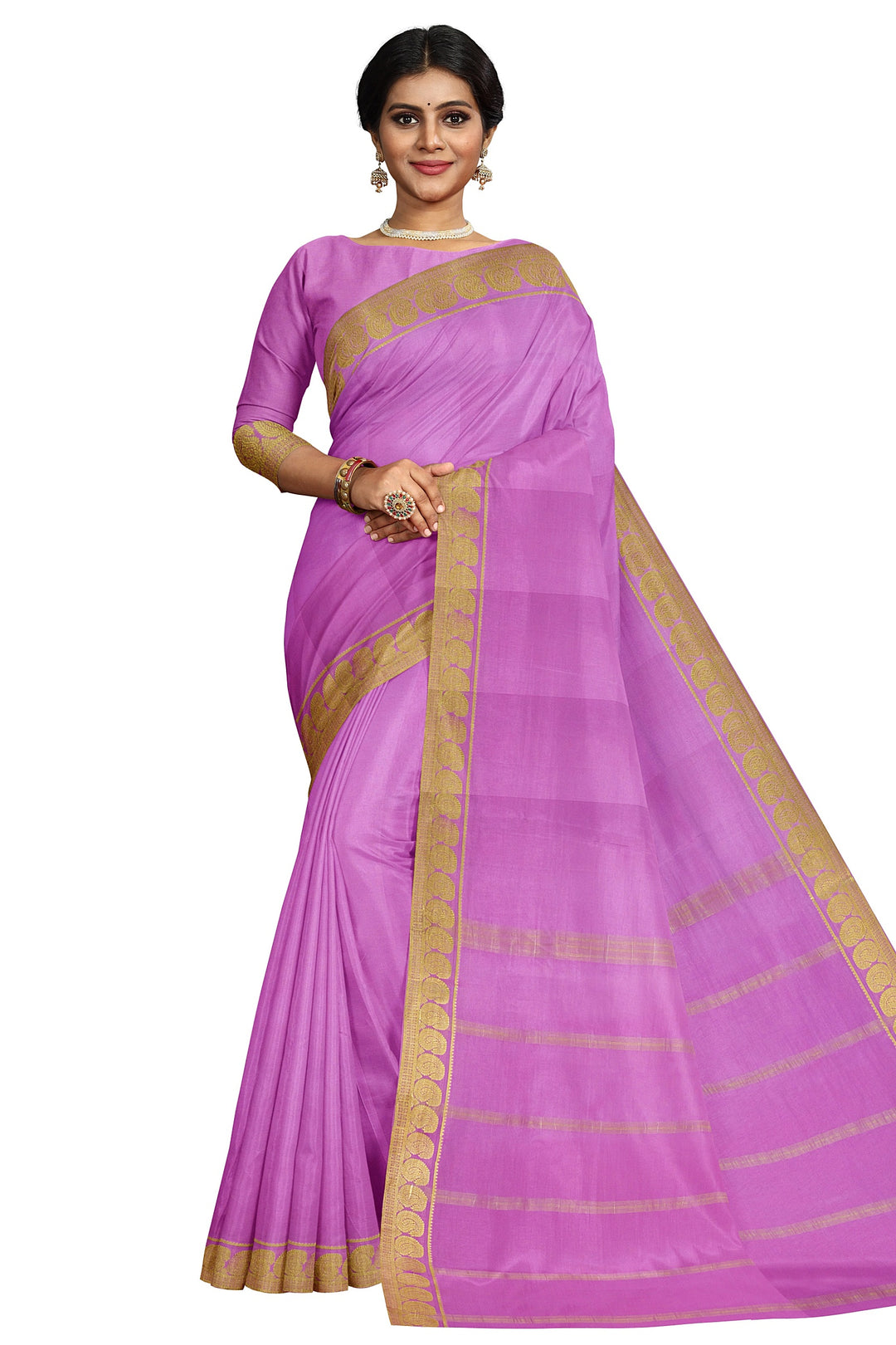 Baby Pink Pure Mysore Crepe Silk Saree