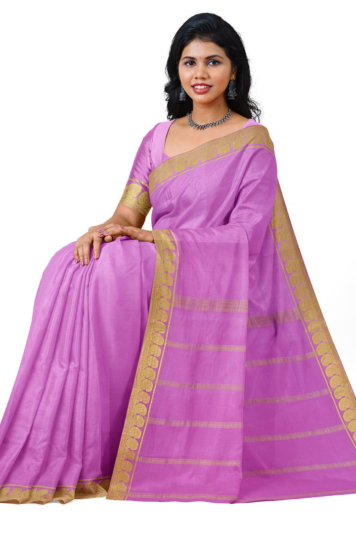 Baby Pink Pure Mysore Crepe Silk Saree