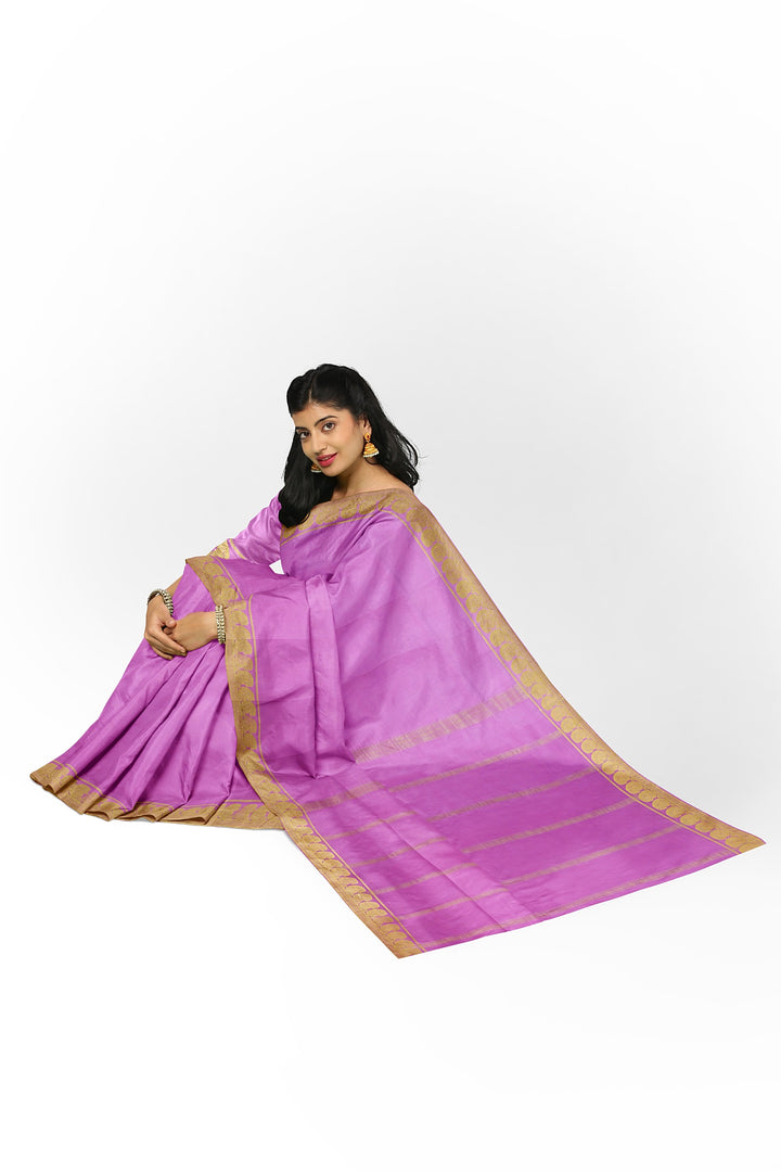 Baby Pink Pure Mysore Crepe Silk Saree