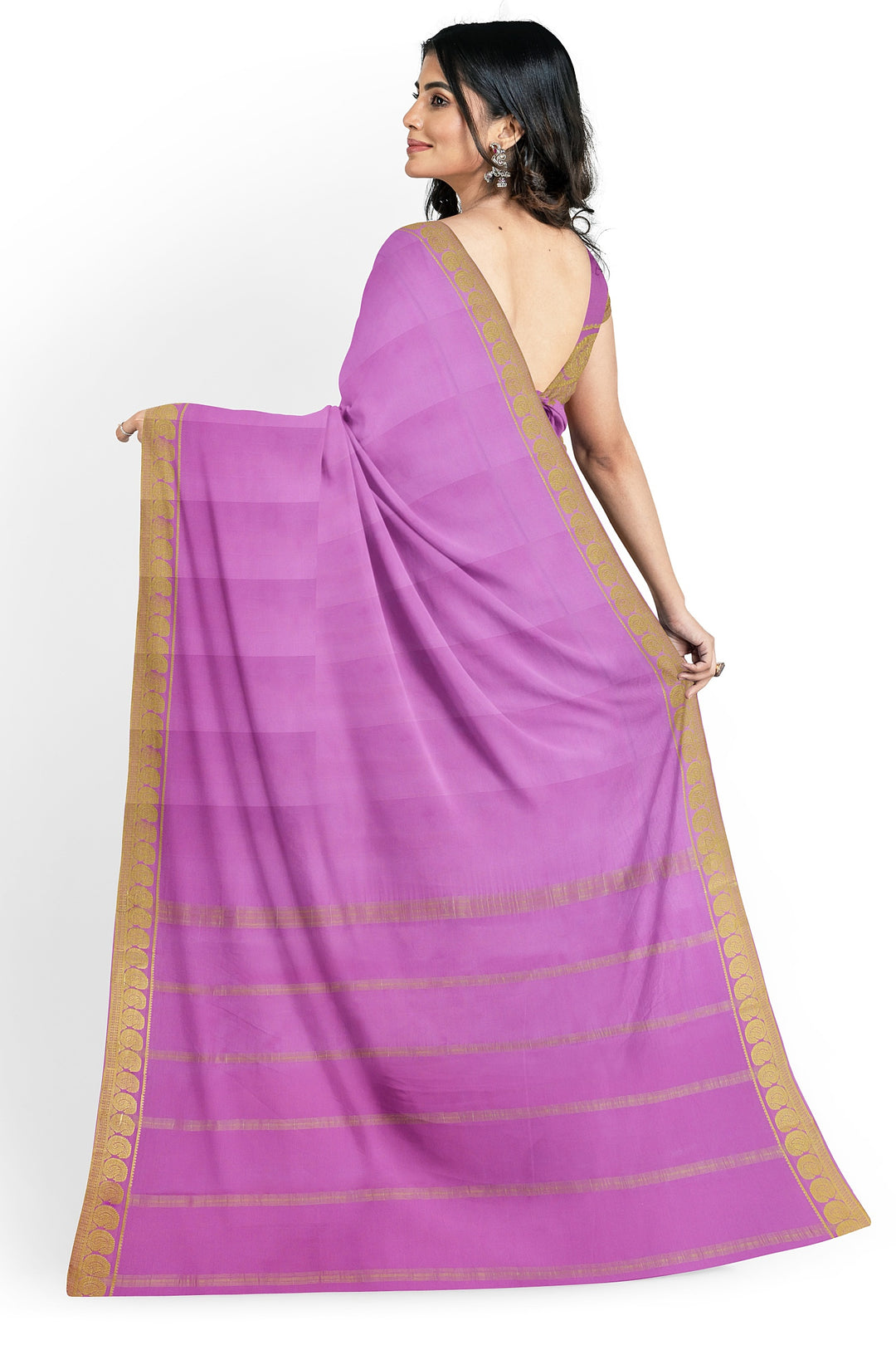 Baby Pink Pure Mysore Crepe Silk Saree