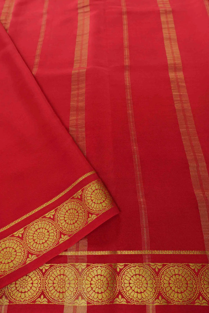 Lavender Mysore silk saree with red pallu