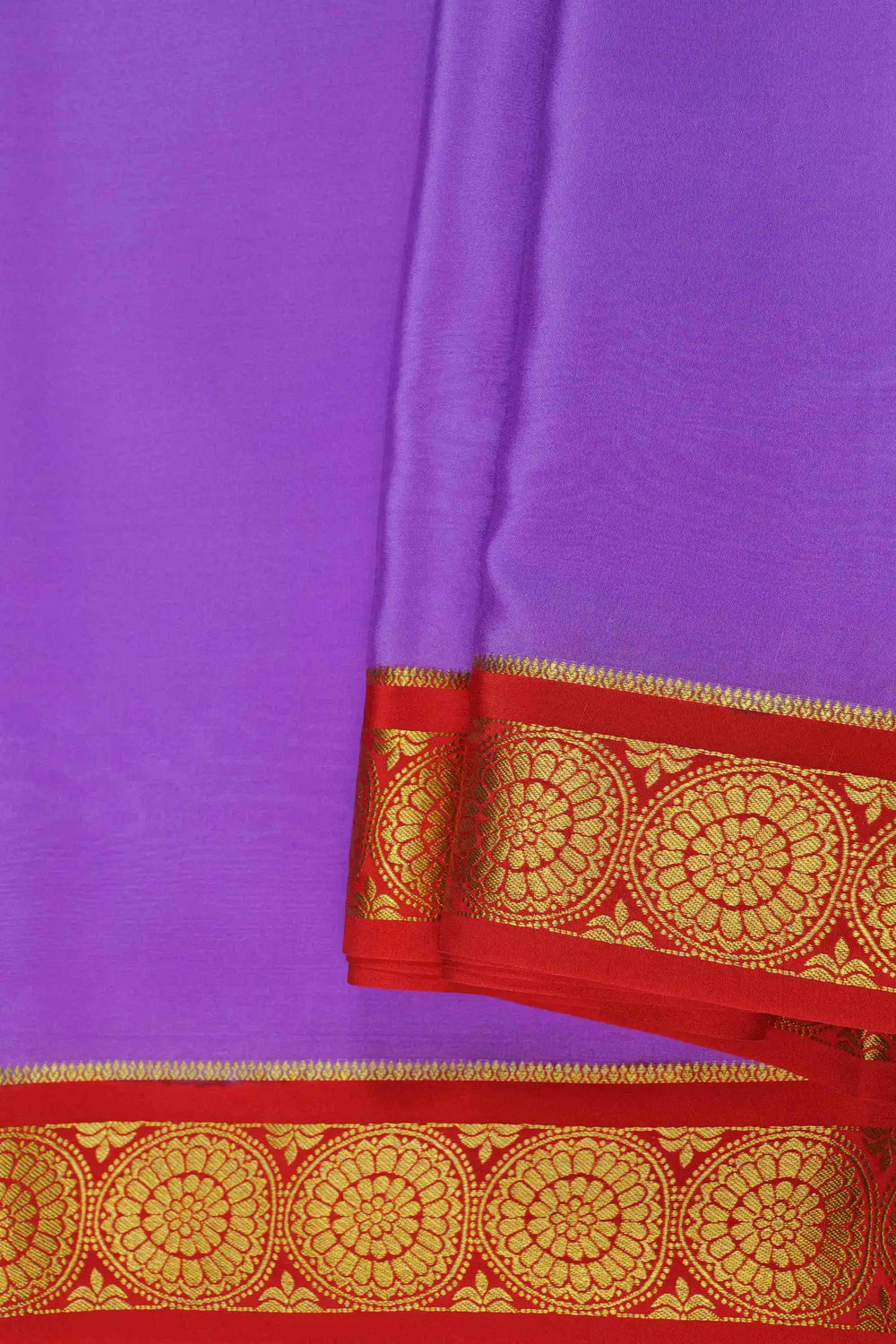 Lavender Purple Mysore Silk Saree with Red Border