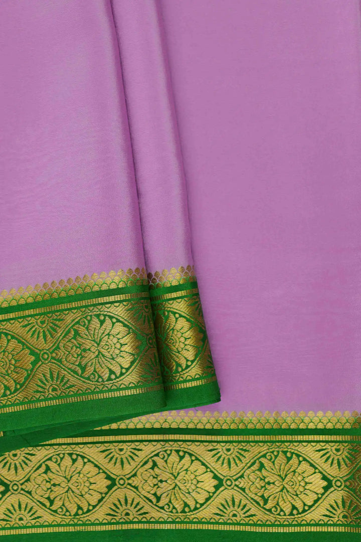 Lavender and green Mysore Silk Saree with elegant gold detailing