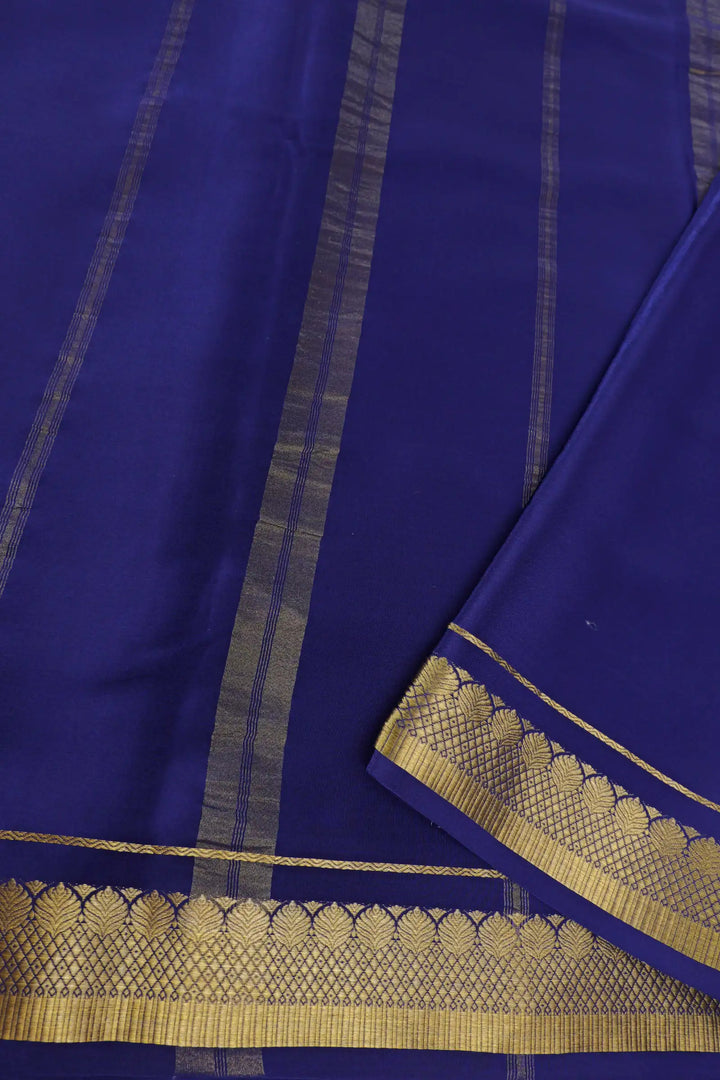 Leaf Border Mysore Silk Saree in Red with contrast blue pallu