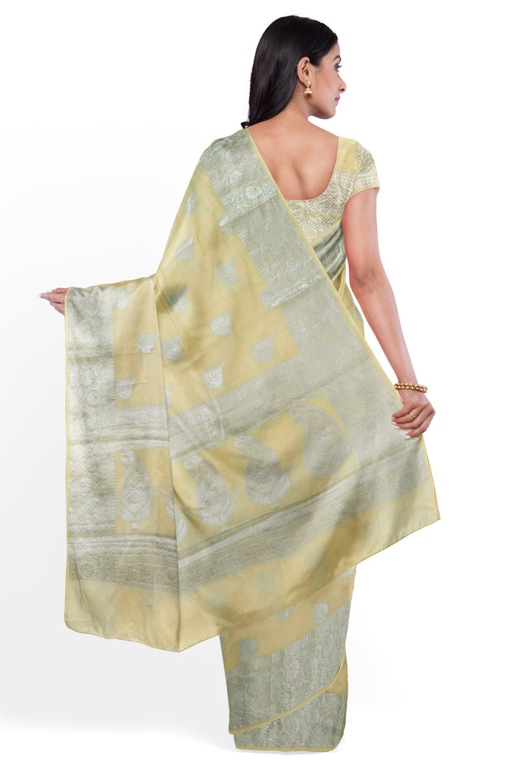 LIGHT YELLOW COLOUR BLENDED BANARASI HANDLOOM SAREE