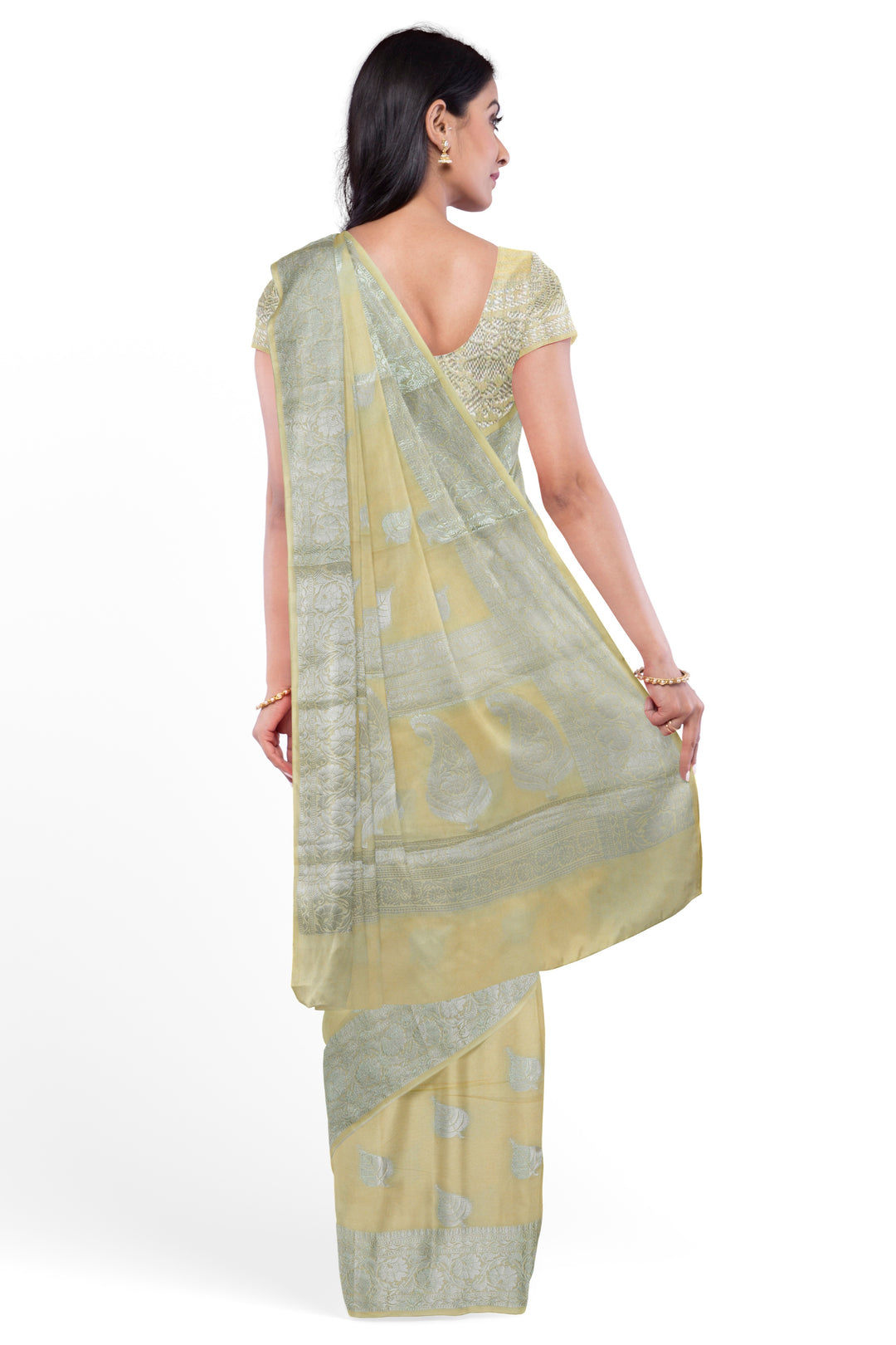 LIGHT YELLOW COLOUR BLENDED BANARASI HANDLOOM SAREE