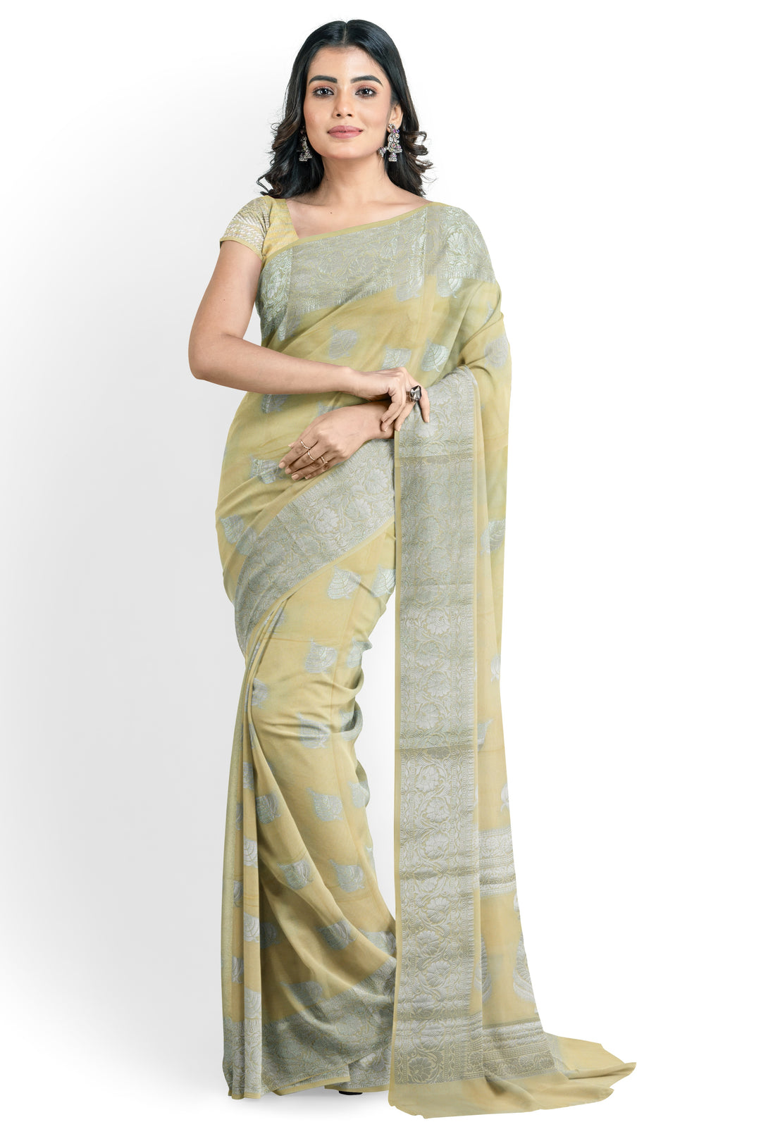 LIGHT YELLOW COLOUR BLENDED BANARASI HANDLOOM SAREE