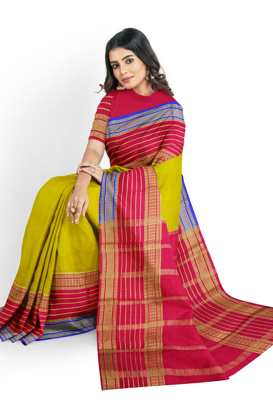 Light Green Pure Mysore Crepe Silk 3D Saree | SILK MARK CERTIFIED