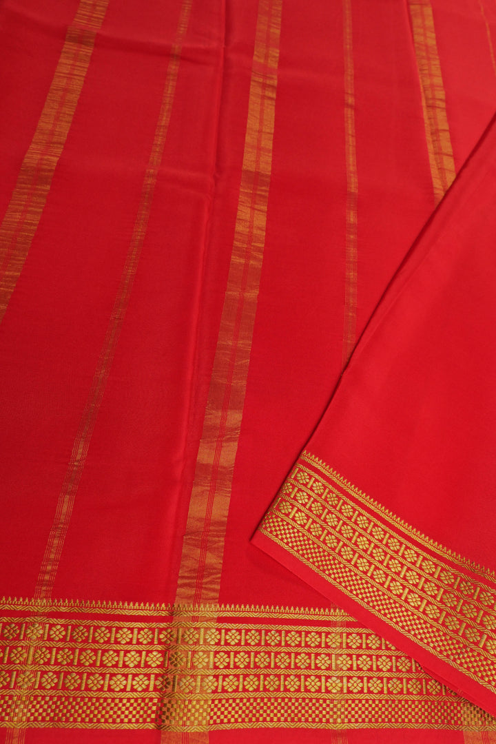 Light pink Mysore silk saree with red pallu