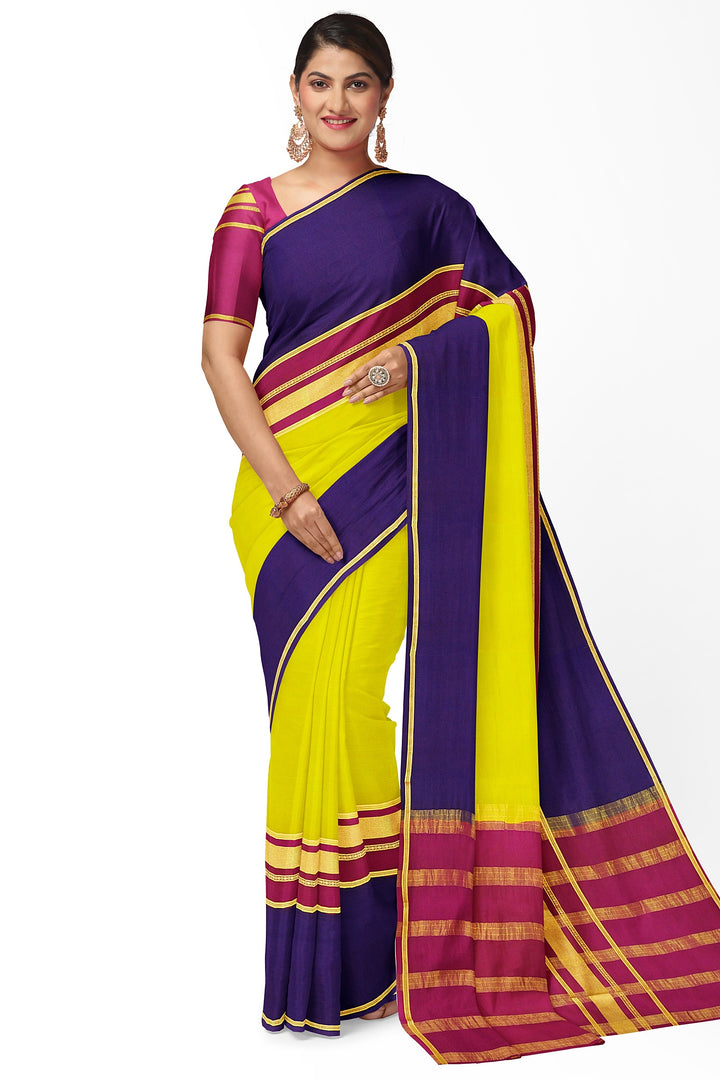 Pear Colour Pure Mysore Crepe Silk 3D Saree | SILK MARK CERTIFIED