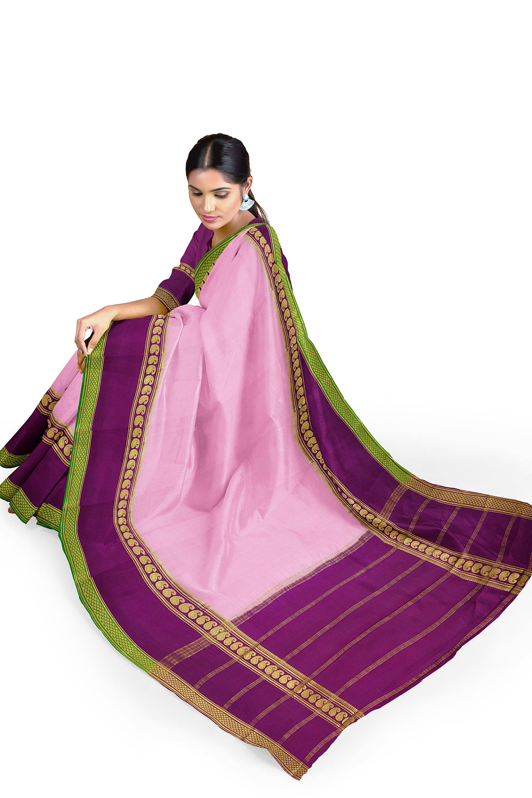 Baby Pink Pure Mysore Crepe Silk 3D Saree