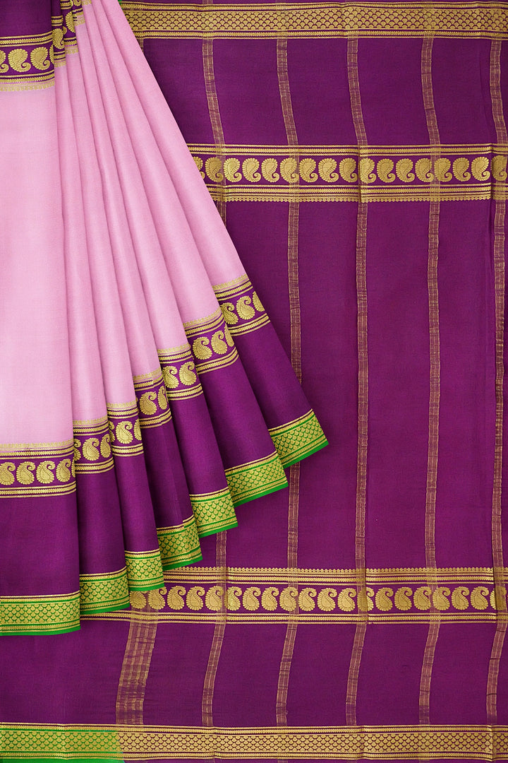 Baby Pink Pure Mysore Crepe Silk 3D Saree