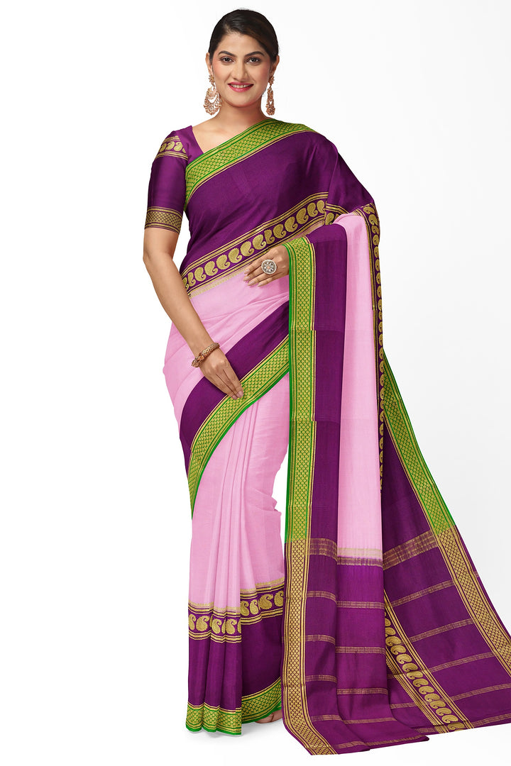 Baby Pink Pure Mysore Crepe Silk 3D Saree