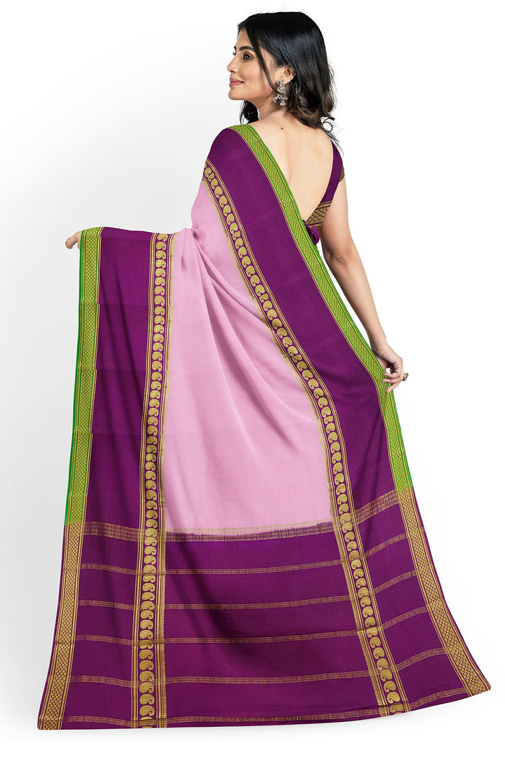 Baby Pink Pure Mysore Crepe Silk 3D Saree