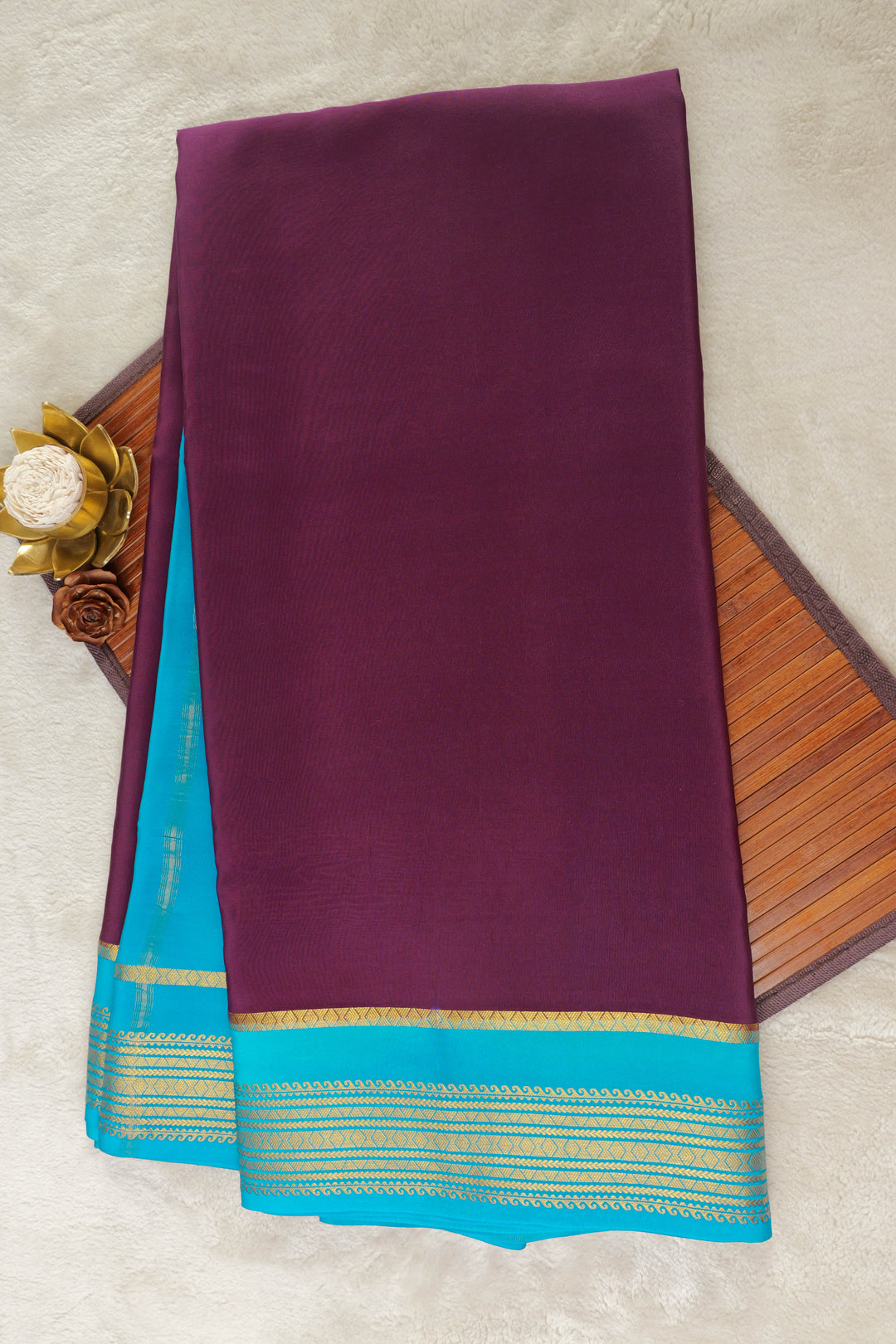 MAROON AND SKY BLUE IN PURE MYSORE SILK SAREES