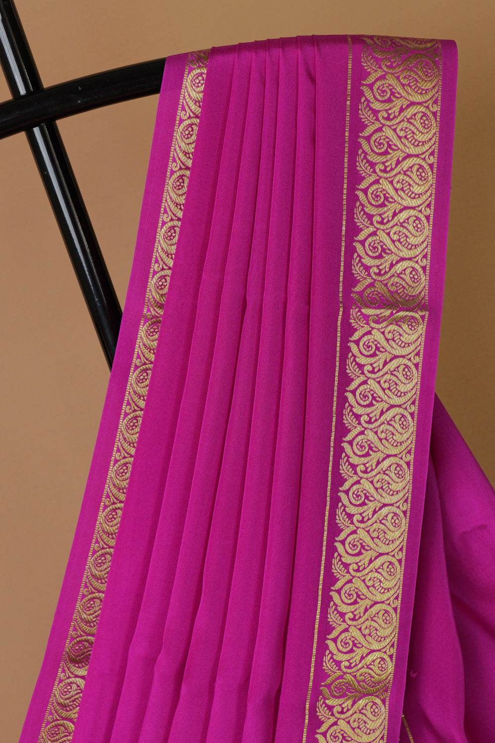 MYSORE CREPE SILK SAREE IN ONION PINK & GOLD