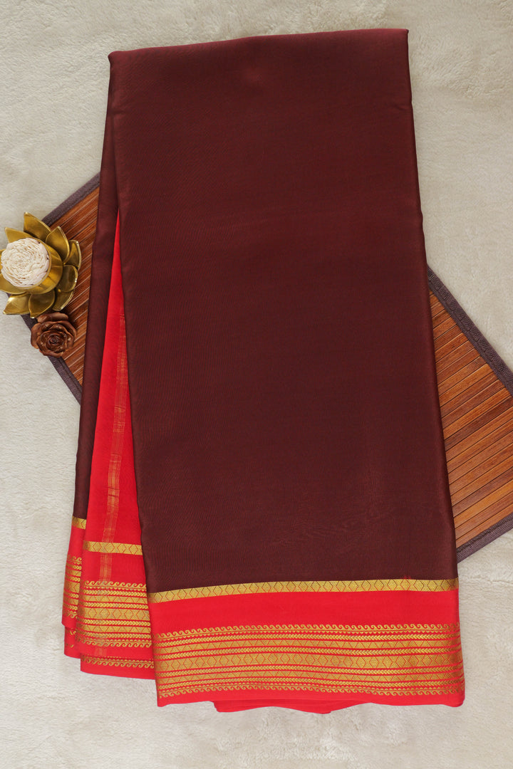  MYSORE SILK SAREES IN MAROON WITH RED CONTRAST PALLU