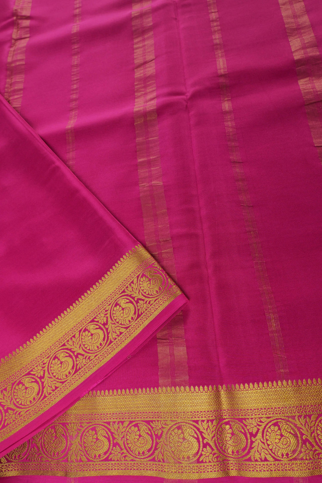 MYSORE SILK SAREES IN PINK PALLU WITH PEACOCK PATTERN