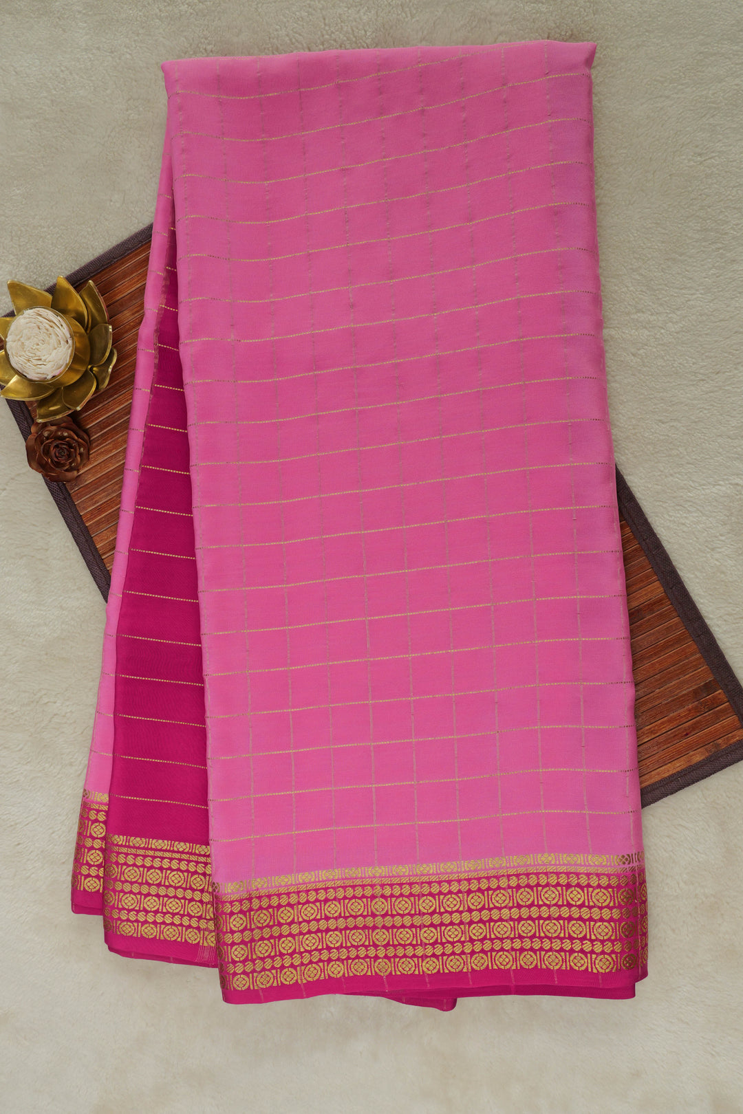 MYSORE SILK SAREES IN PINK WITH DARK PINK